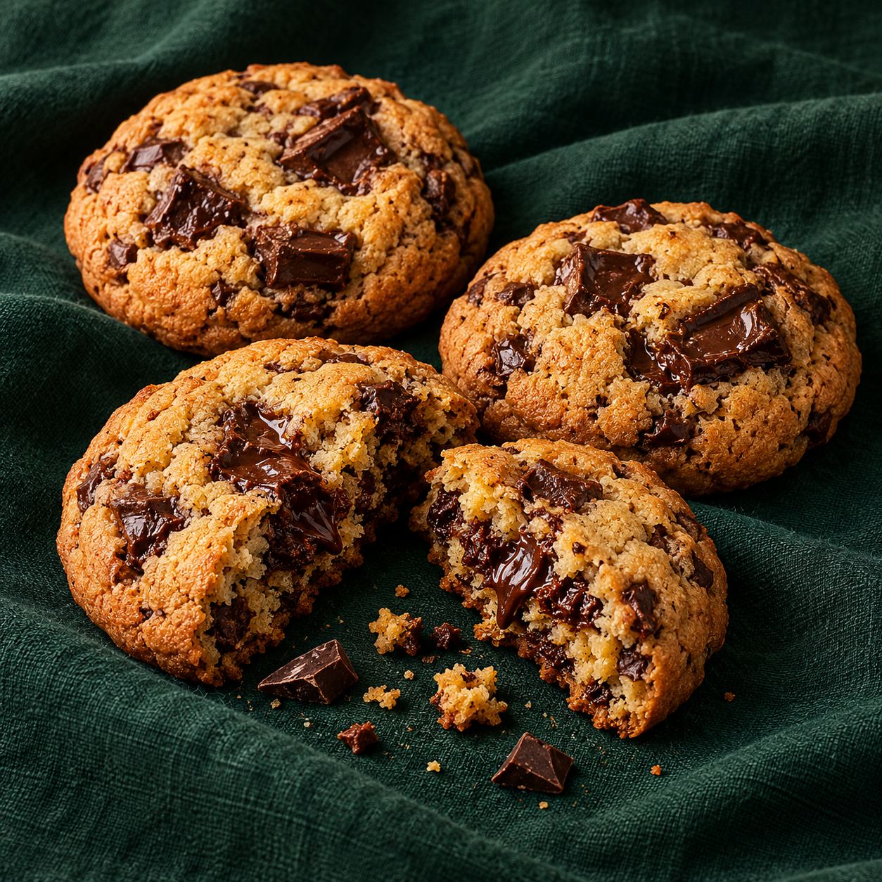 Chocolate chunk cookie concept close-up